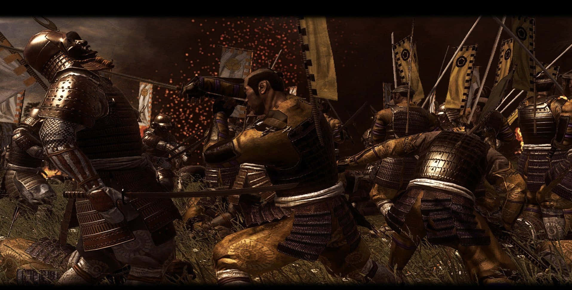 A Group Of Men In Armor Fighting In The Field