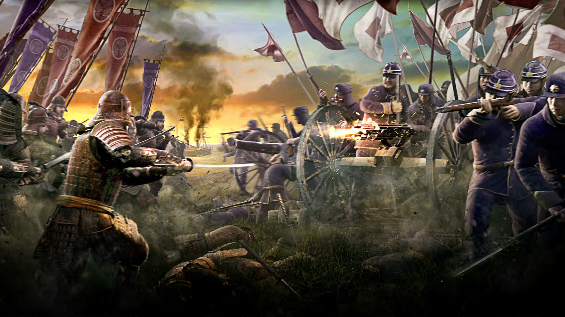 An Epic Battle In The Popular Strategy Game "Total War: Shogun 2"