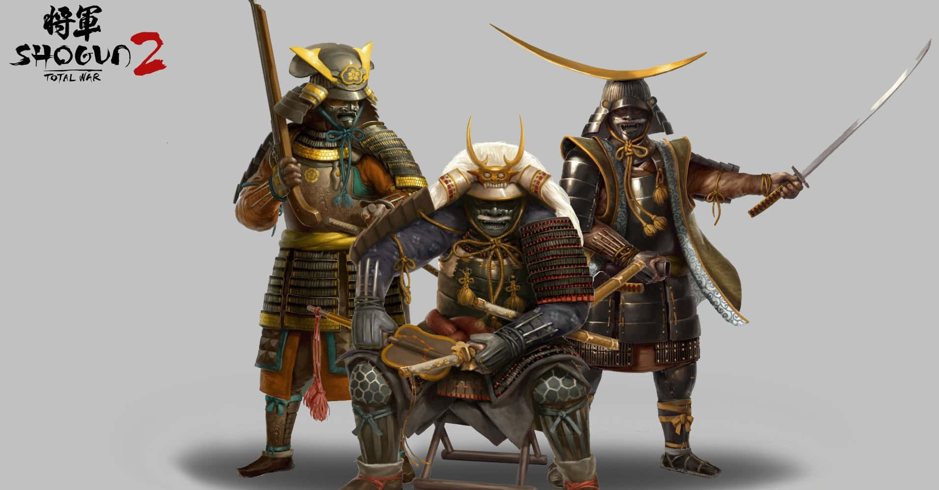 Samurai Warriors In A Group Pose With Swords
