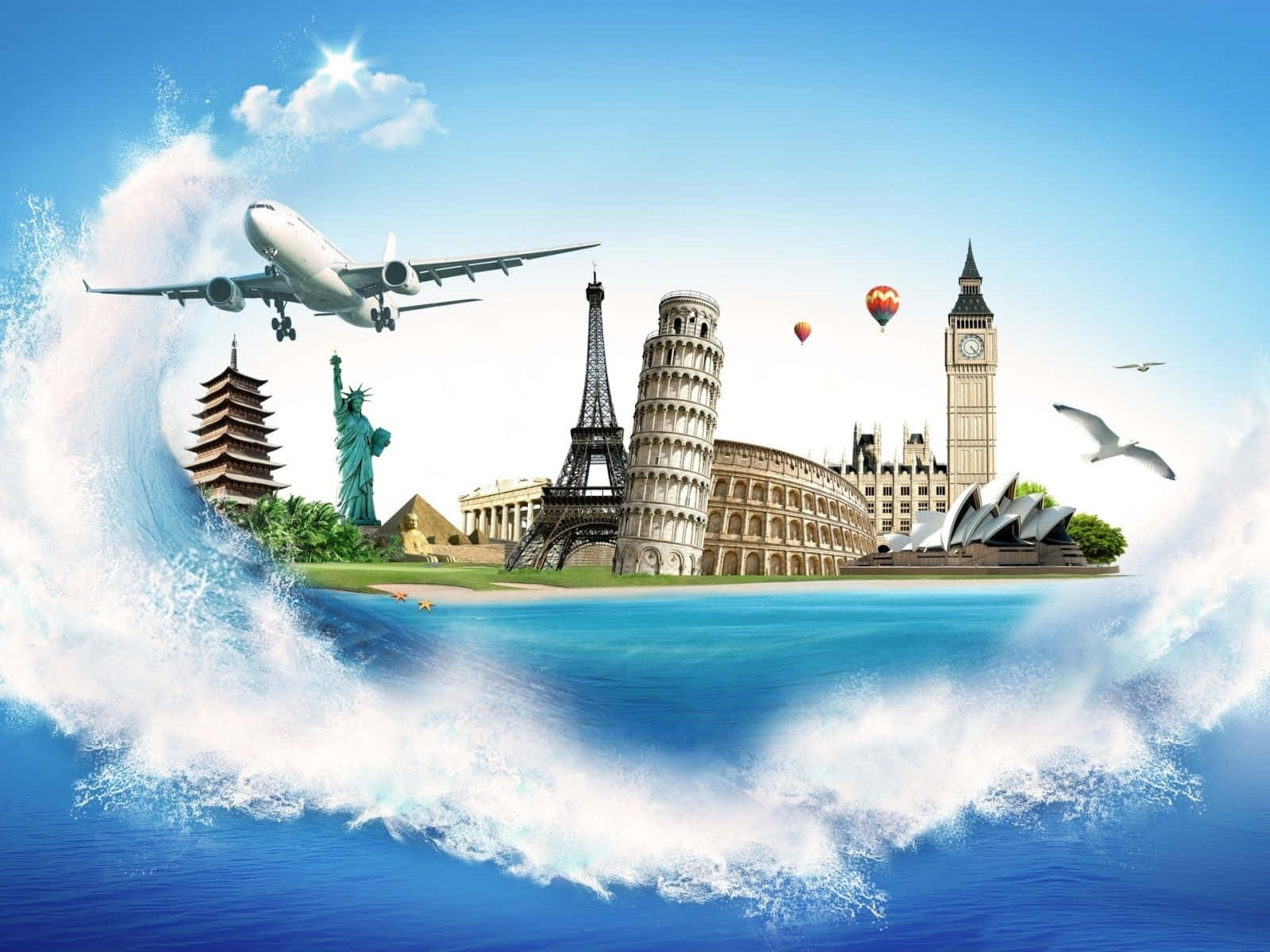 Besterreise-desktop-blick: Lass Den Virtuellen Urlaub Beginnen. Wallpaper