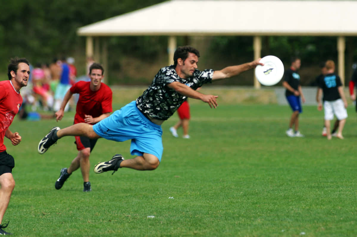 Man Catches Disc Best Ultimate Frisbee Background