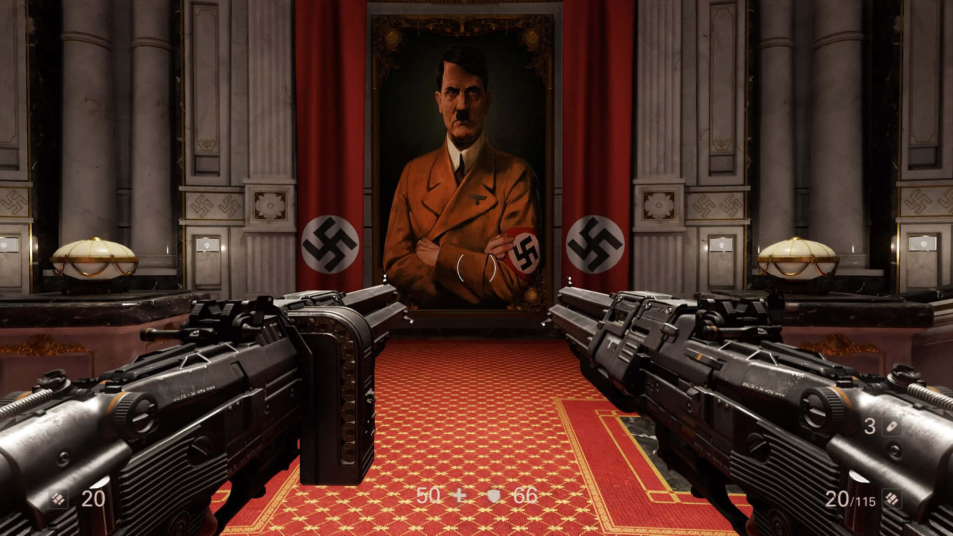 Bästabakgrundsbilden Med Wolfenstein Ii Hitler Målning.