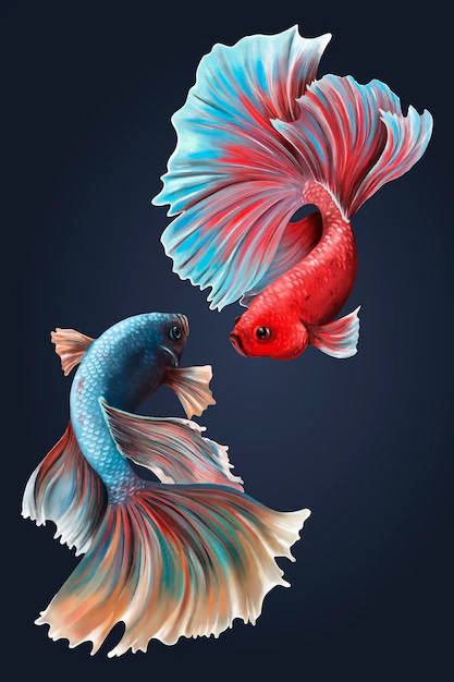 Betta Fish On Midnight Blue Iphone Wallpaper