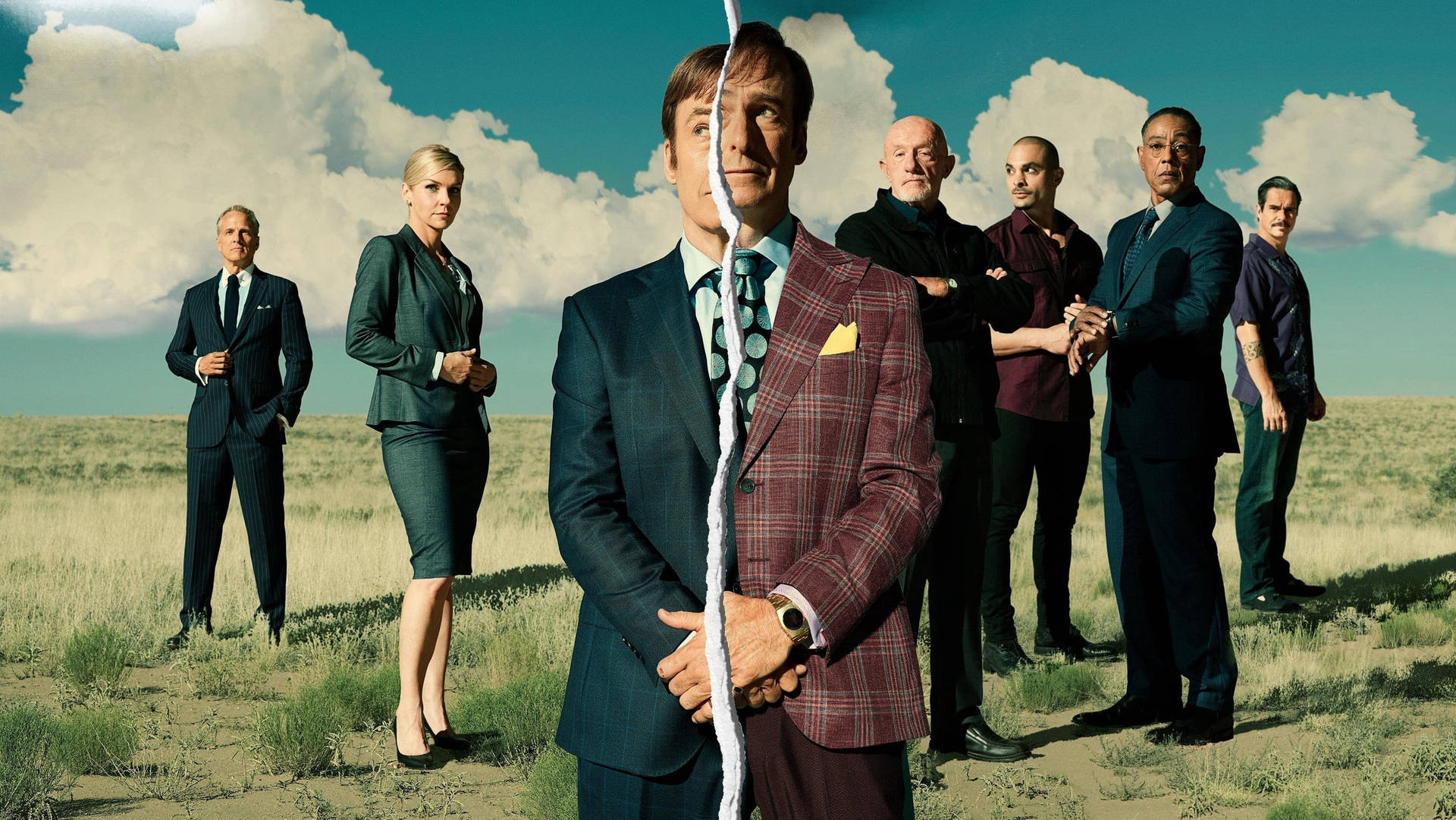 Main characters of Better Call Saul Series in an intense meeting Wallpaper