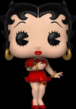 Betty Boop Figurine With Flowers PNG