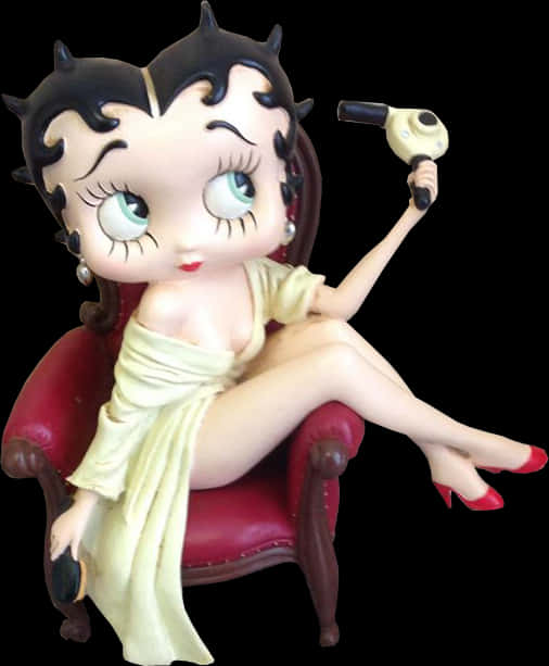 Betty Boop Figurinewith Phone PNG