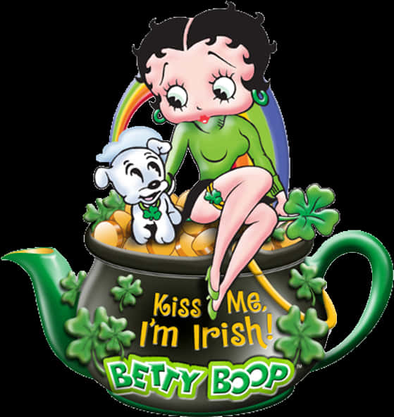 Betty Boop Irish Teapot Celebration PNG