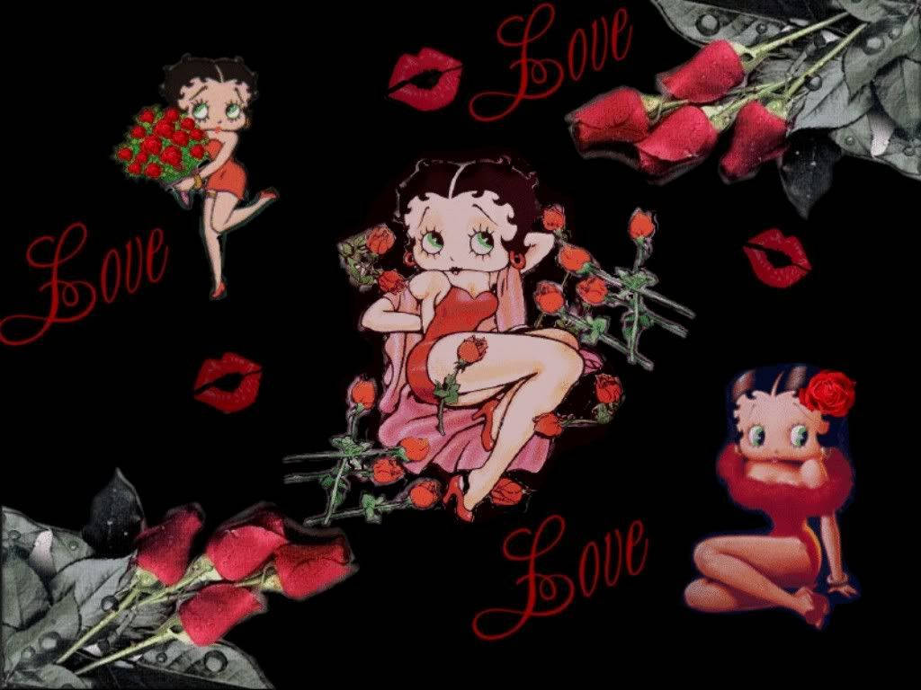 Betty Boop Love Rose Wallpaper