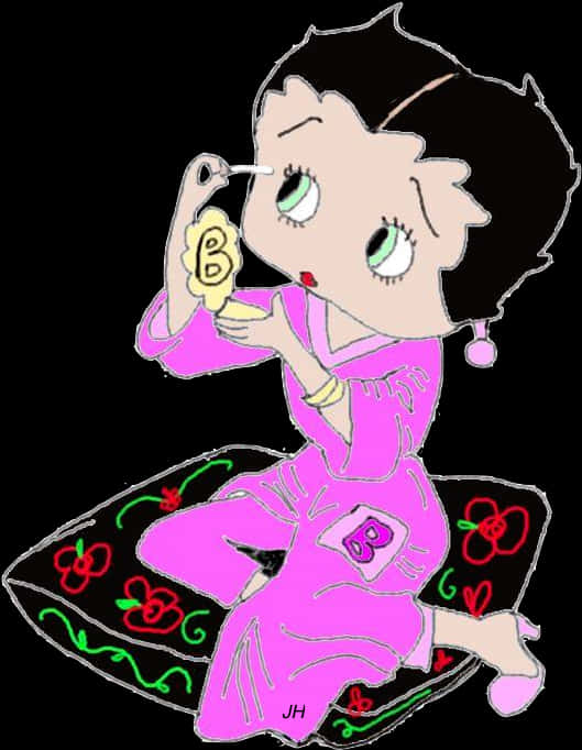 Betty Boop Mirror Makeup PNG