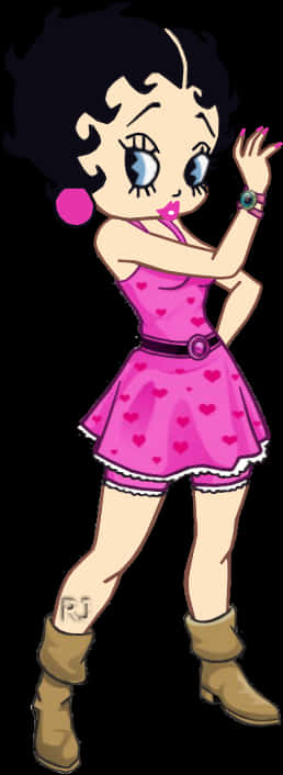 Betty Boop Pink Dress Character Pose PNG