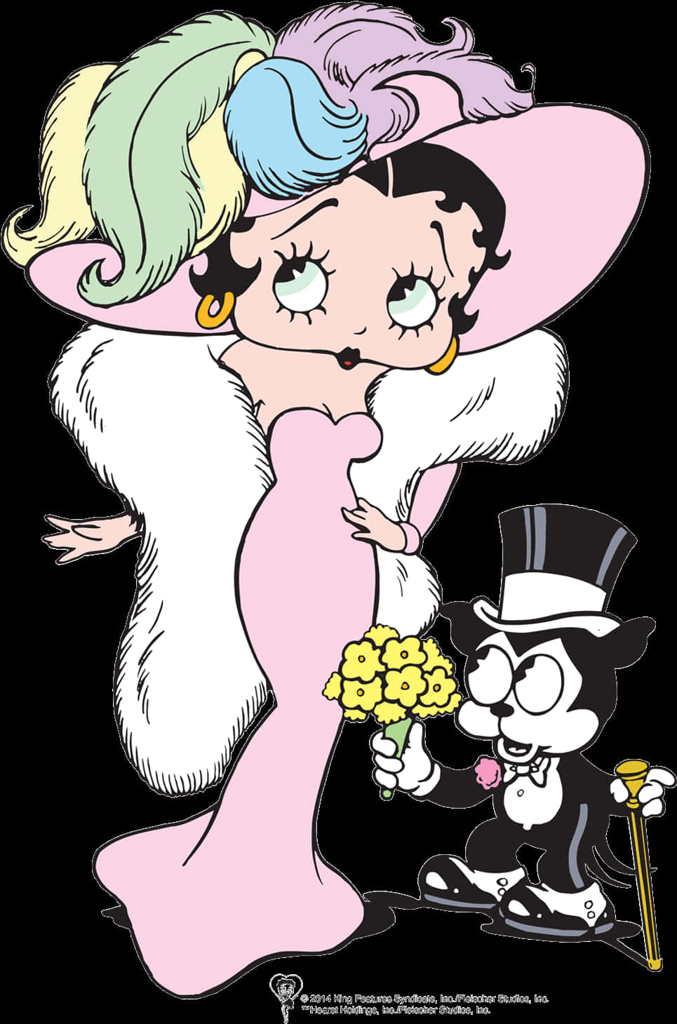 Betty Boopand Bimbowith Flowers PNG