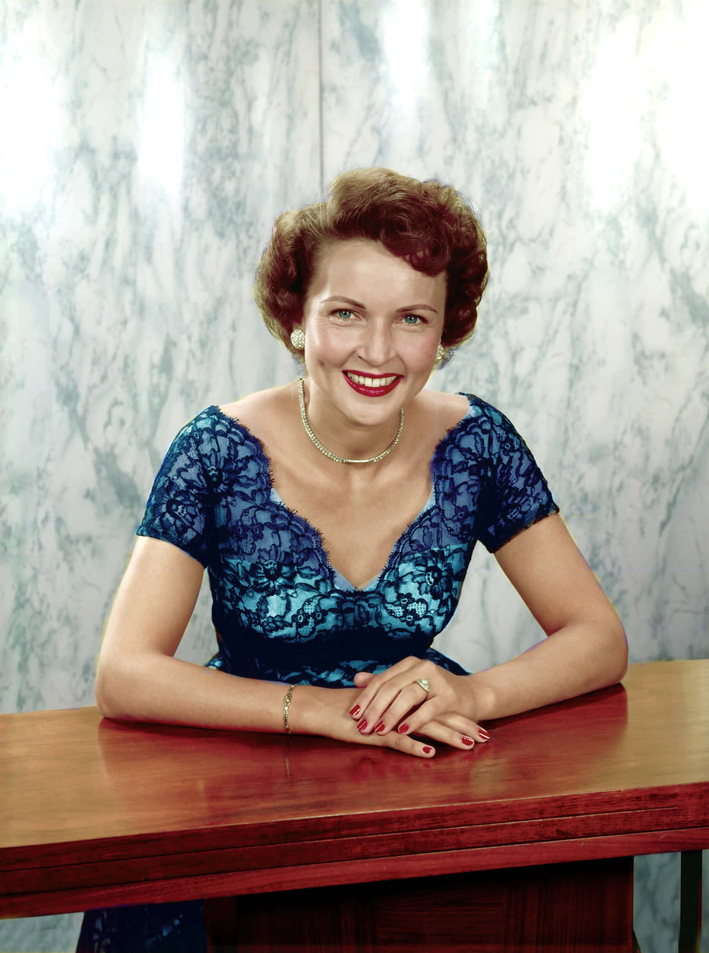 Iconic Actress Betty White Smiling Radiantly in a Vintage Outfit