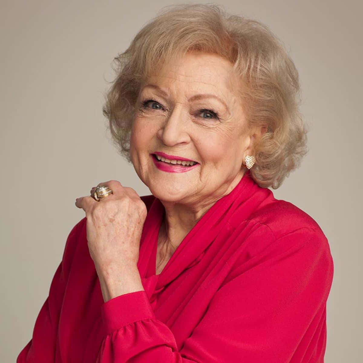 Betty White smiling with her vibrant energy