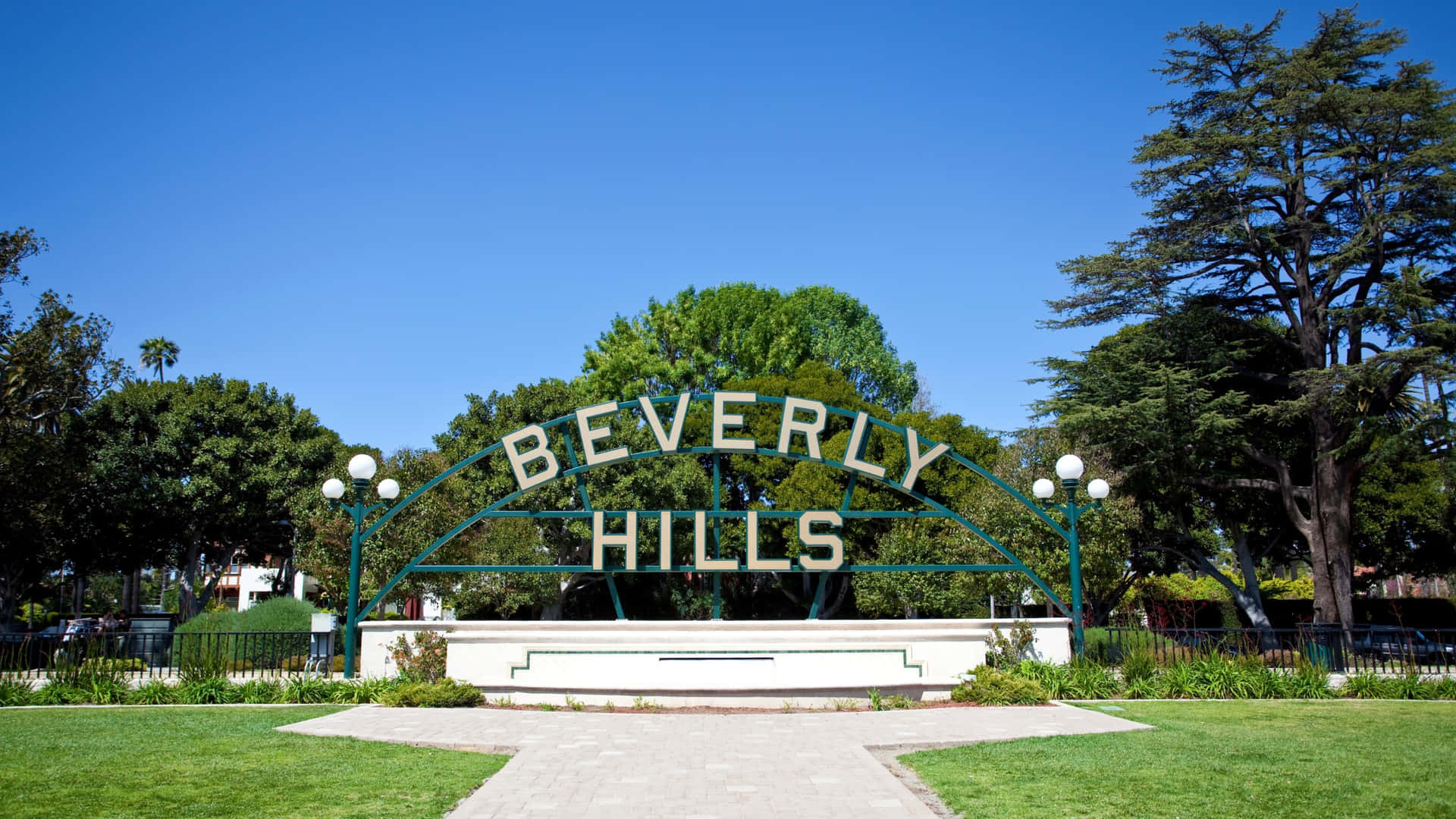 Pintu Masuk Taman Tanda Beverly Hills Wallpaper