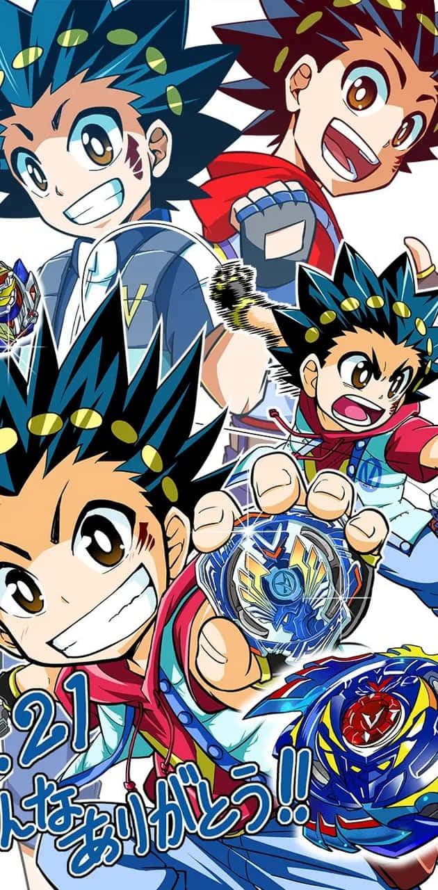 Beyblade Personages Valt Aoi En Vrienden Achtergrond