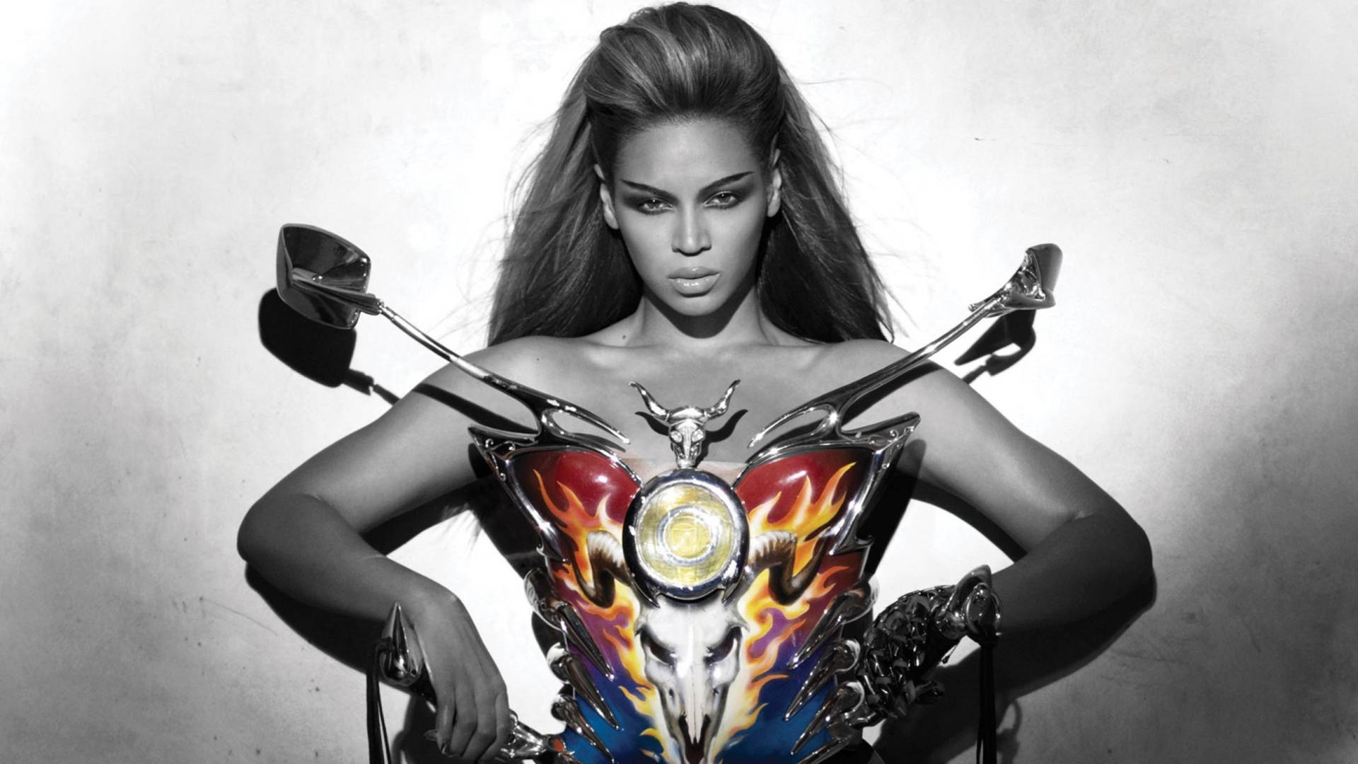 Beyonce In Punk Motorcycle Outfit Background