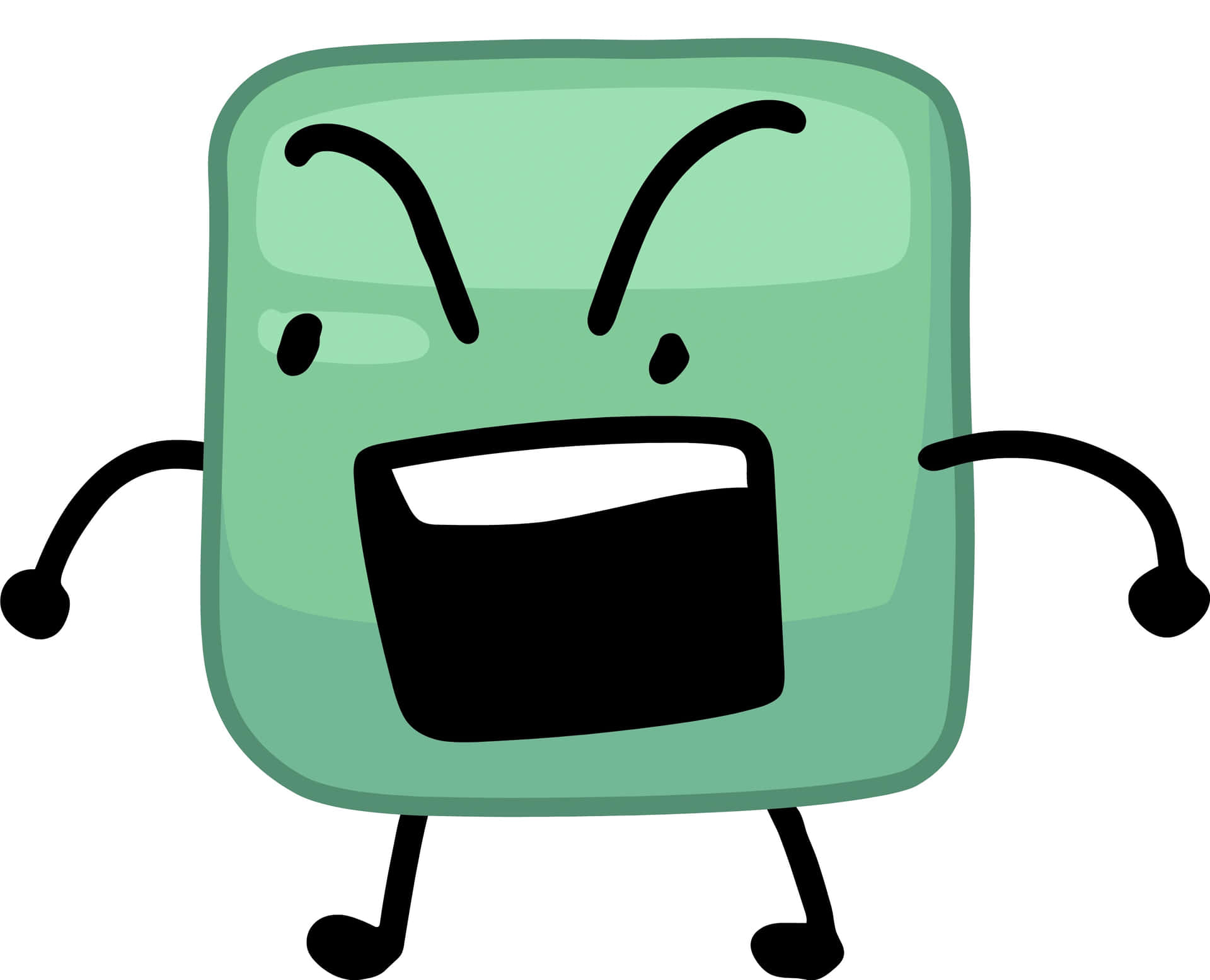 En grøn firkant med et vredt ansigt