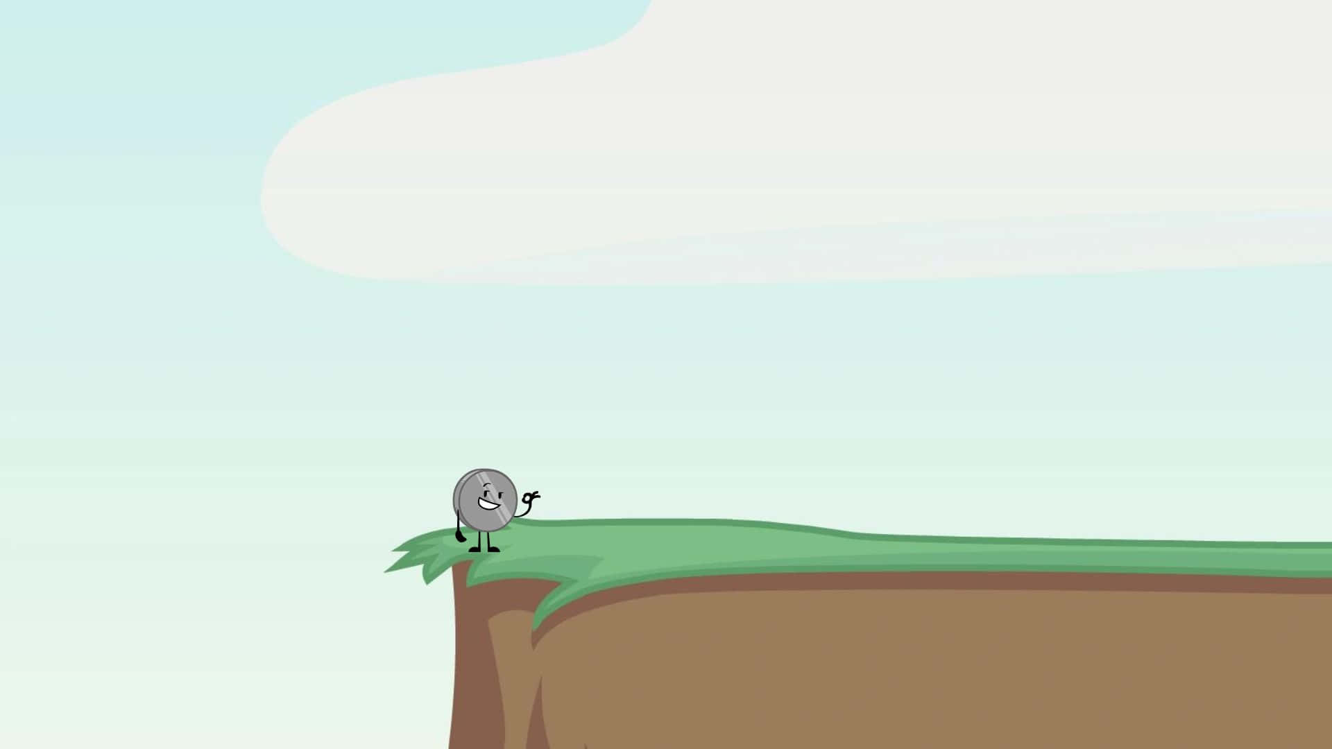 A Cartoon Character Is Standing On A Cliff