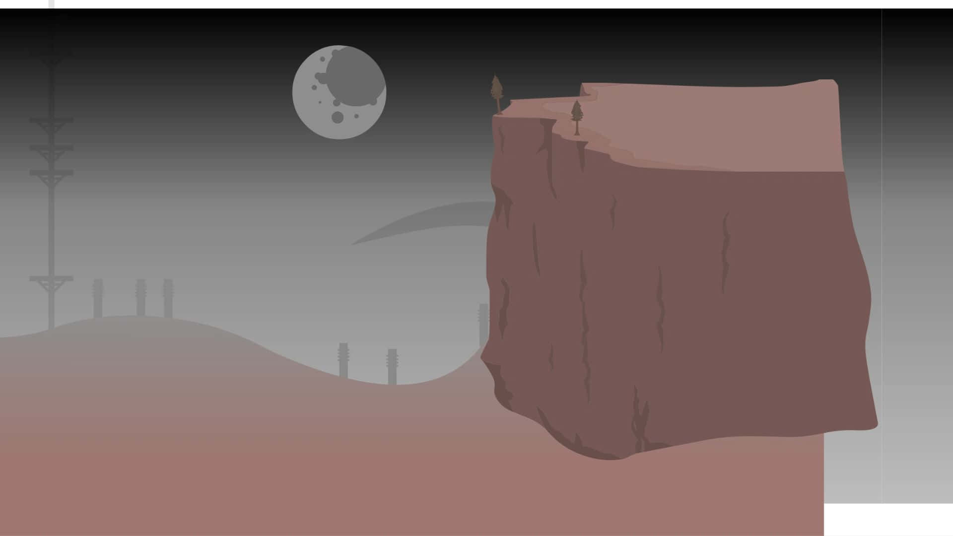 A Cliff With A Moon And A Tree