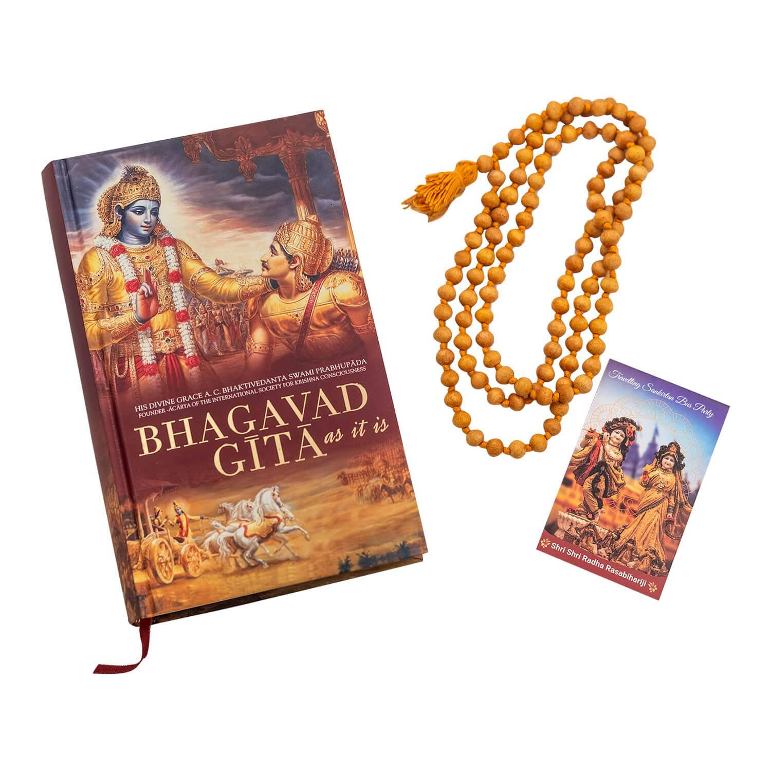 Bhagavad Gita And Yellow Japa Mala Beads Wallpaper