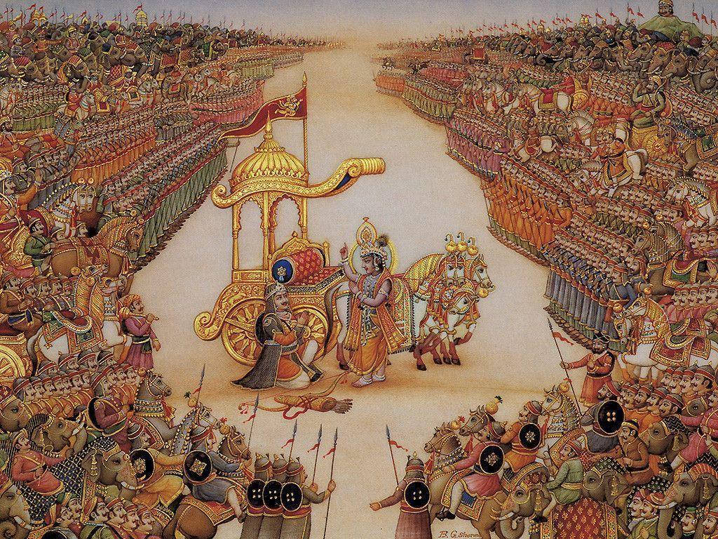 Bhagavad Gita Kneeling Arjuna Wallpaper