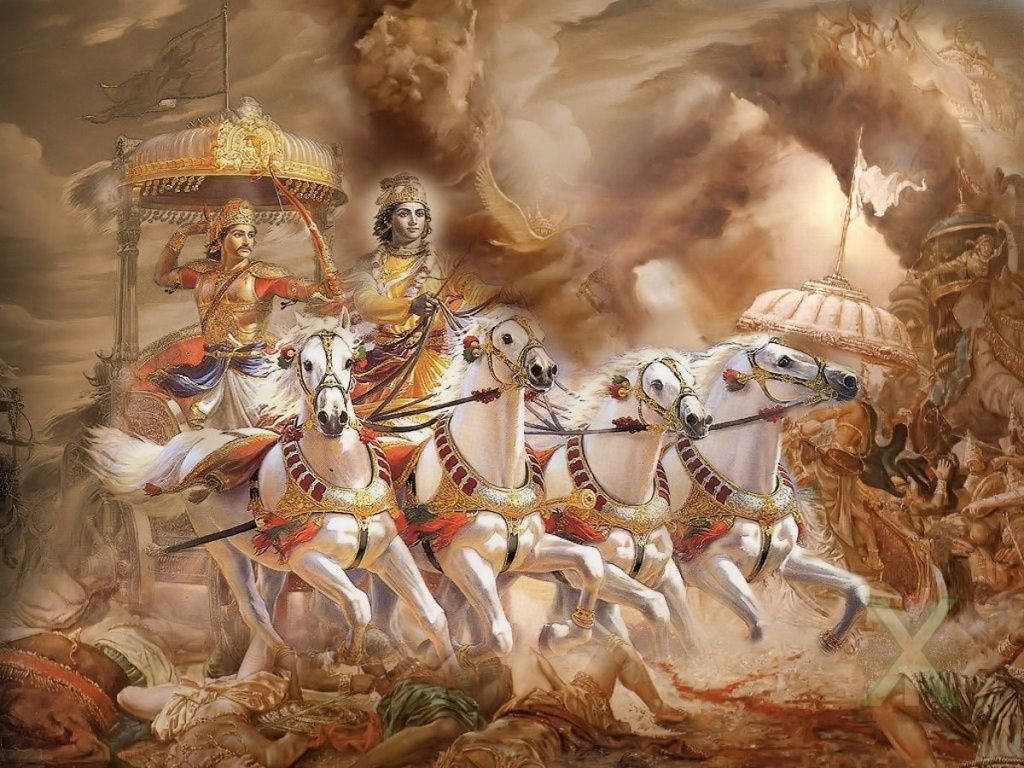 Bhagavadgita Mahabharata Digital Artwork: Bhagavad Gita Mahabharata Digital Konstverk Wallpaper