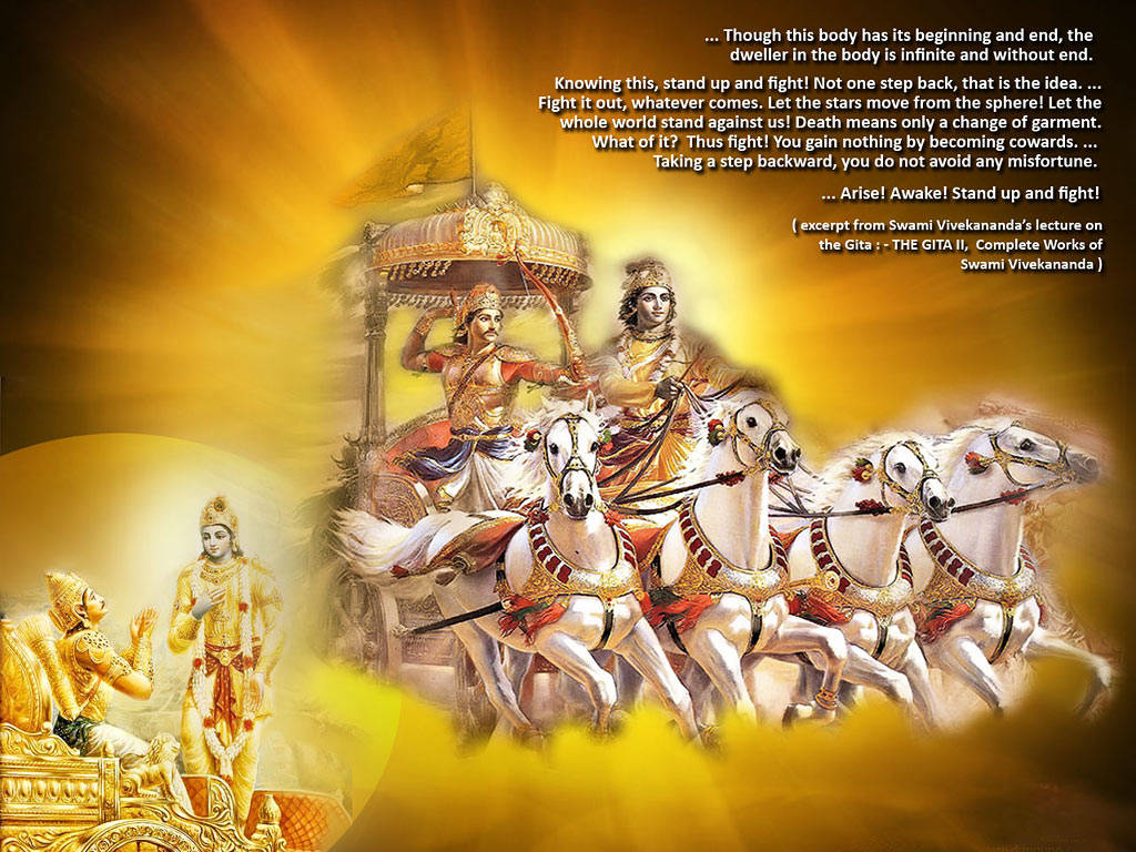 Bhagavadgita Swami Vivekananda Konst - Bhagavad Gita Swami Vivekananda Artwork Wallpaper