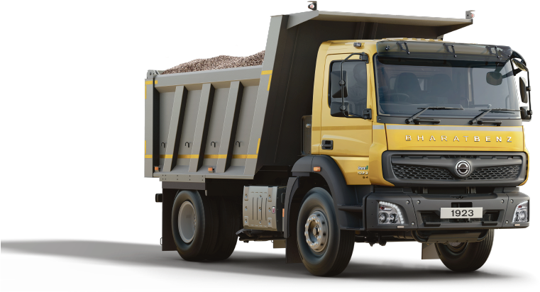 Bharat Benz_1923_ Tipper_ Truck_ Loaded PNG