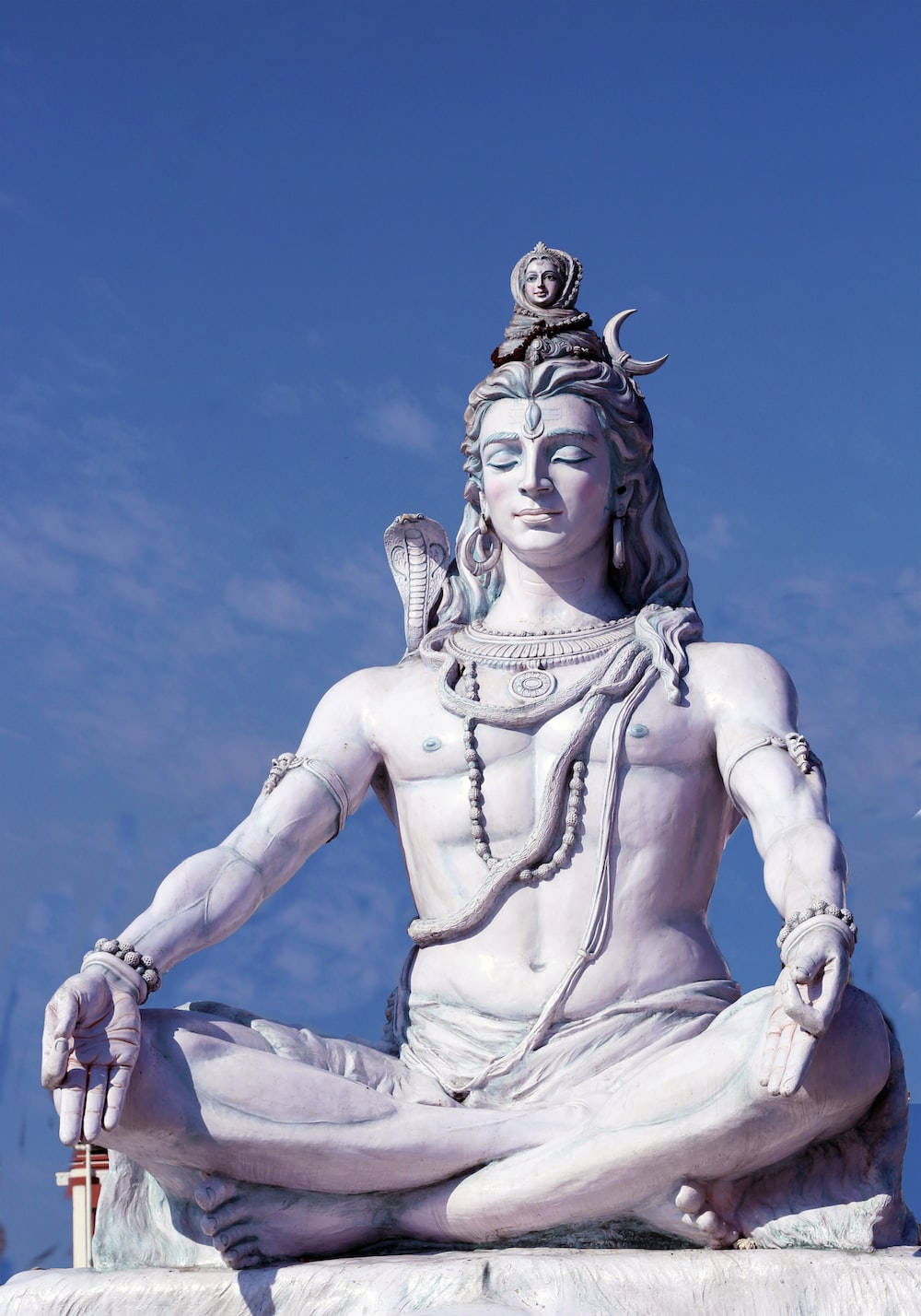 Bholenathhd Lord Shiva Vit Marmor-statyn. Wallpaper