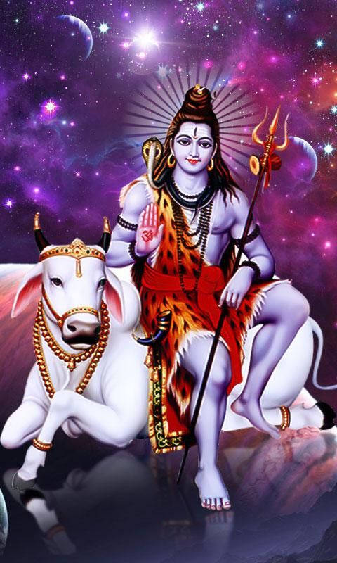 Bholenath Shiva On Cow 3D Wallpaper