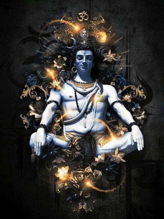 Shiva-statue Bholenath glimrende 3D-tapet Wallpaper
