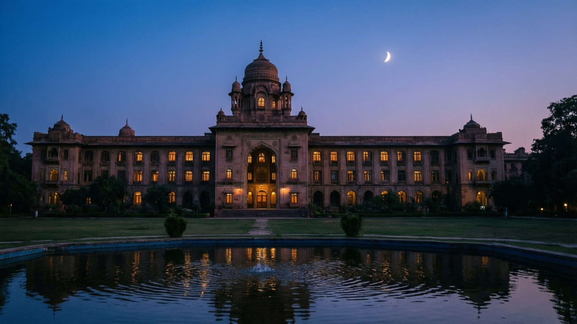 BHU Twilight Reflection Wallpaper
