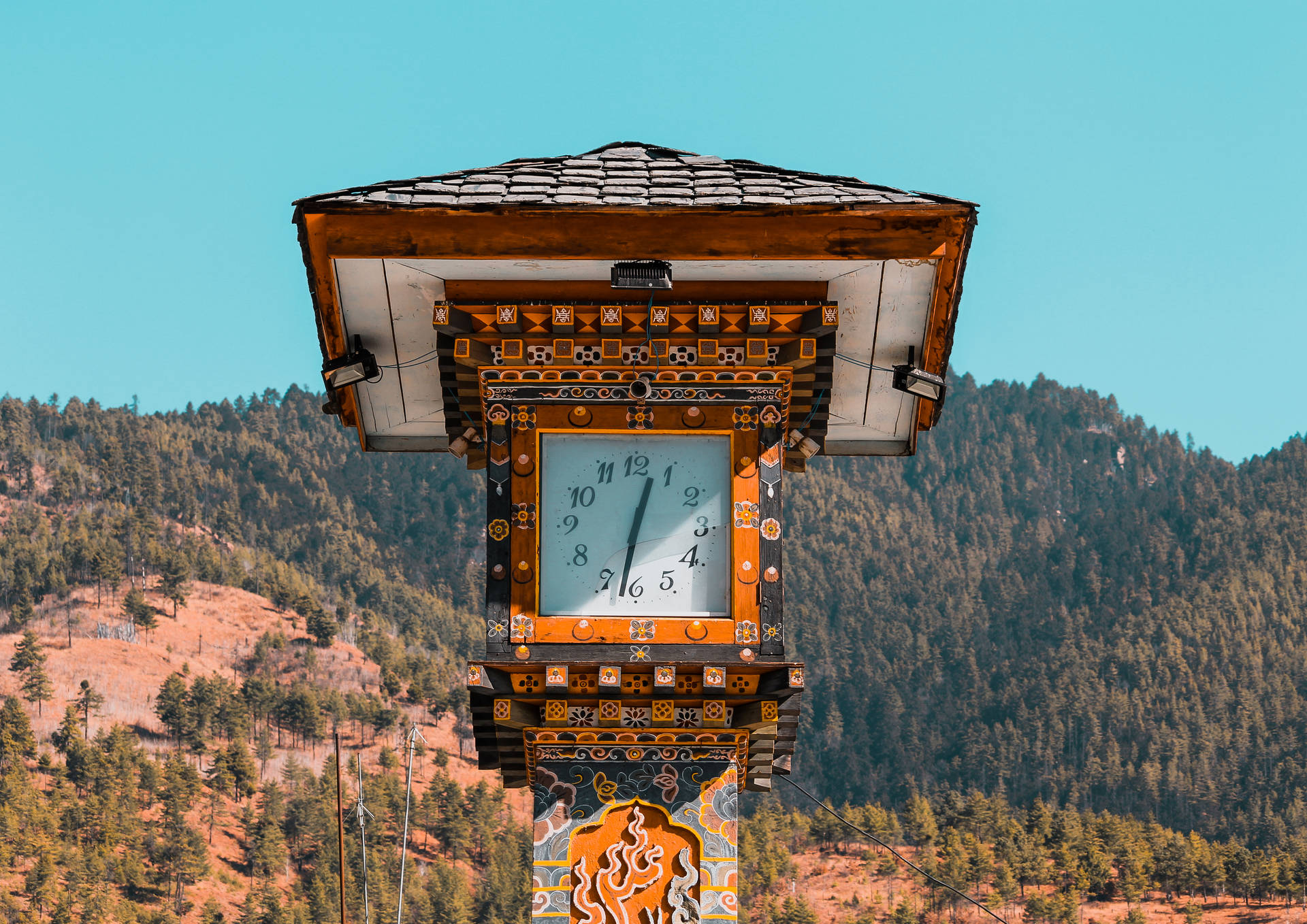 Baggrundsbaggrundsvægtapet af Bhutan urtårn Wallpaper