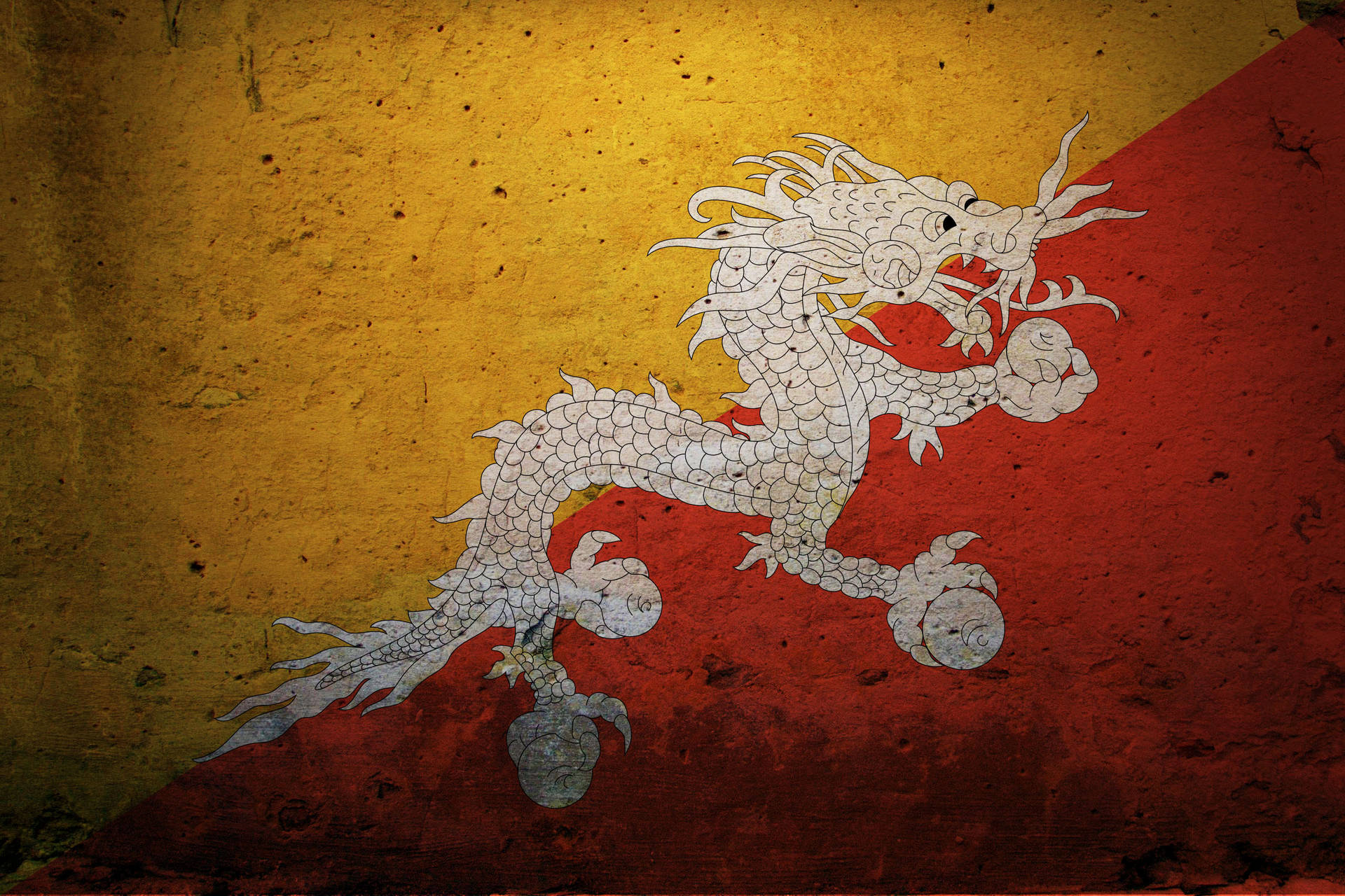 Bhutan National Team Grunge Kunst Væg Tapet Wallpaper