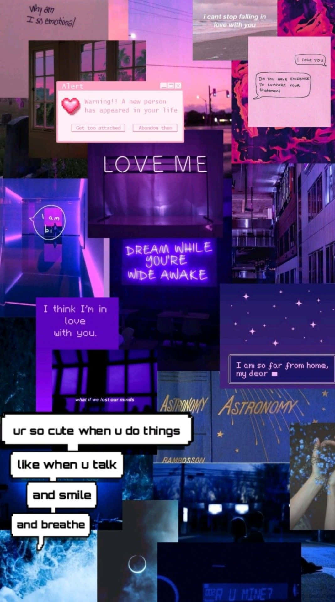 A Collage Of Pictures With Blue And Purple Lights