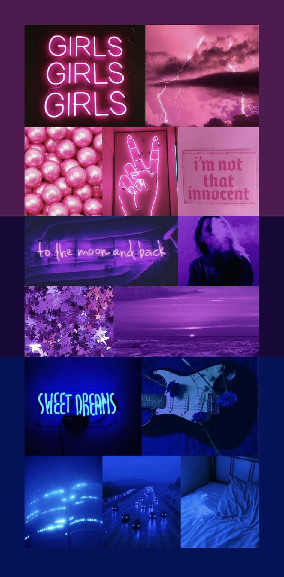 A Purple And Blue Collage With Pictures Of Girls And Girls
