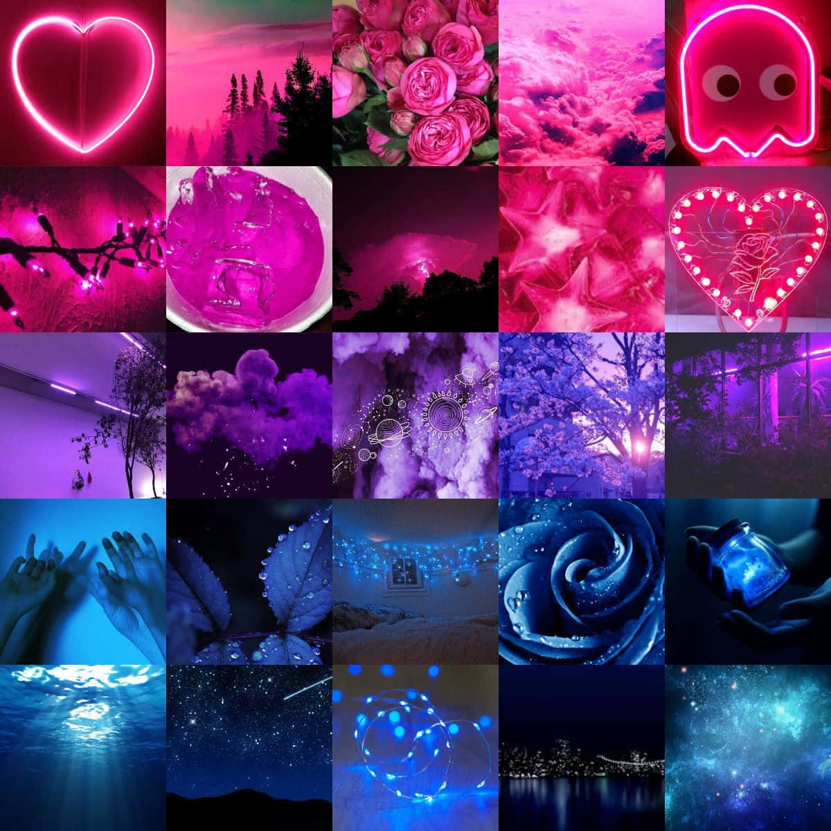 A Collage Of Pictures Of Blue And Purple