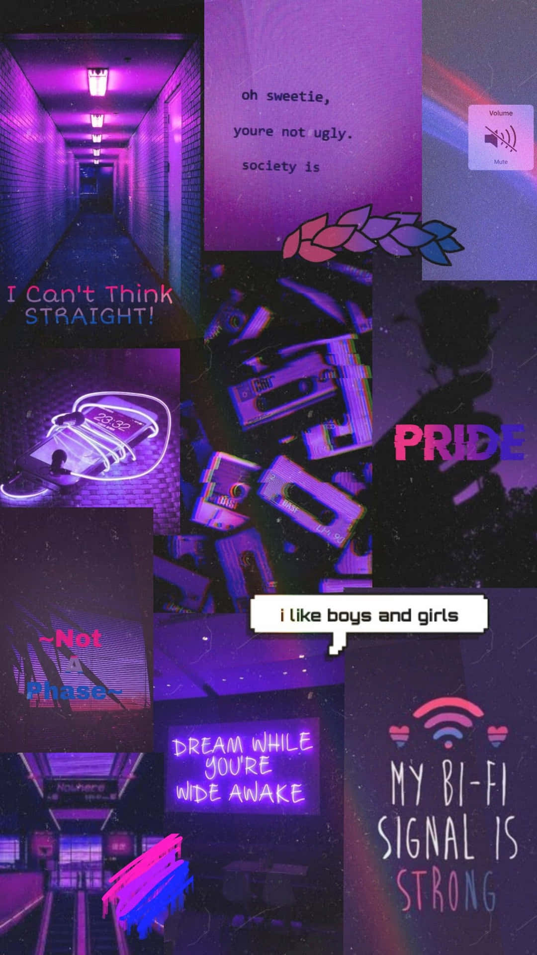 Download A Collage Of Purple Lights And Images | Wallpapers.com