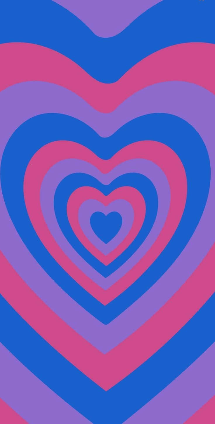 A Heart Shaped Pattern With Blue And Purple Colors Wallpaper