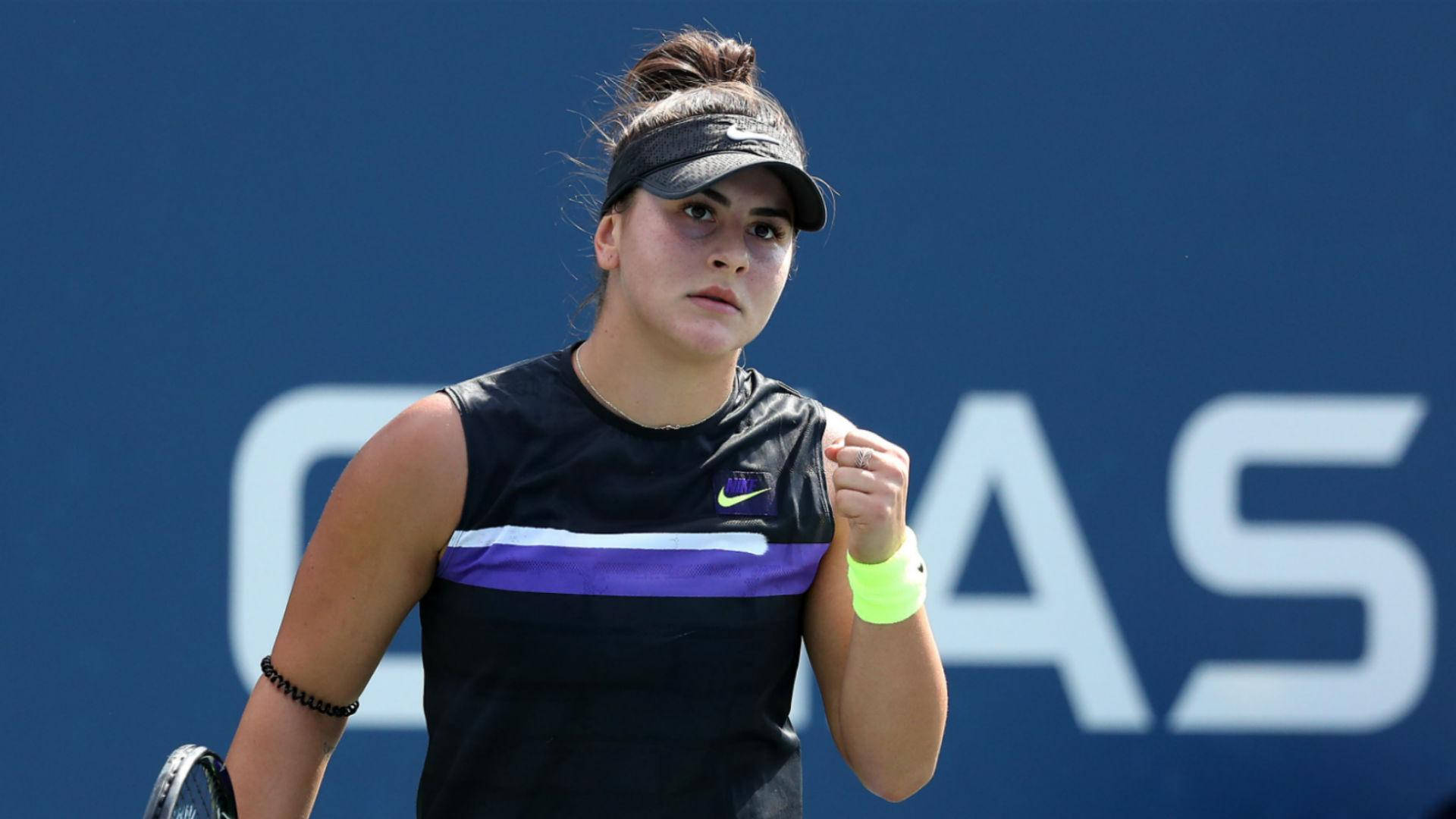 Canadian Tennis Prodigy Bianca Andreescu Showcasing a Focused Expression Wallpaper