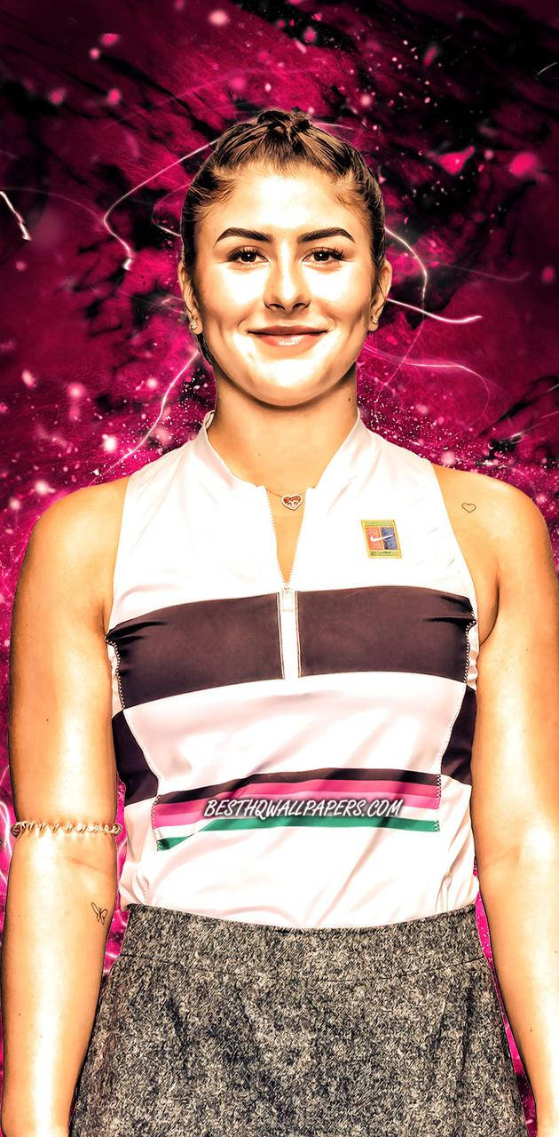 Bianca Andreescu Surrounded By Pink Aura Wallpaper