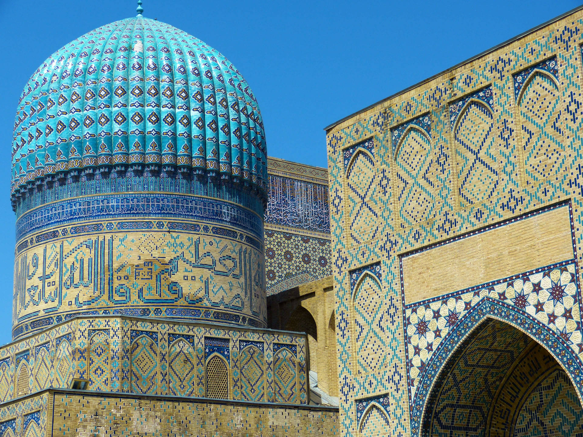 Bibi Khanym Moské Samarkand Casual Desktop Tapet Wallpaper