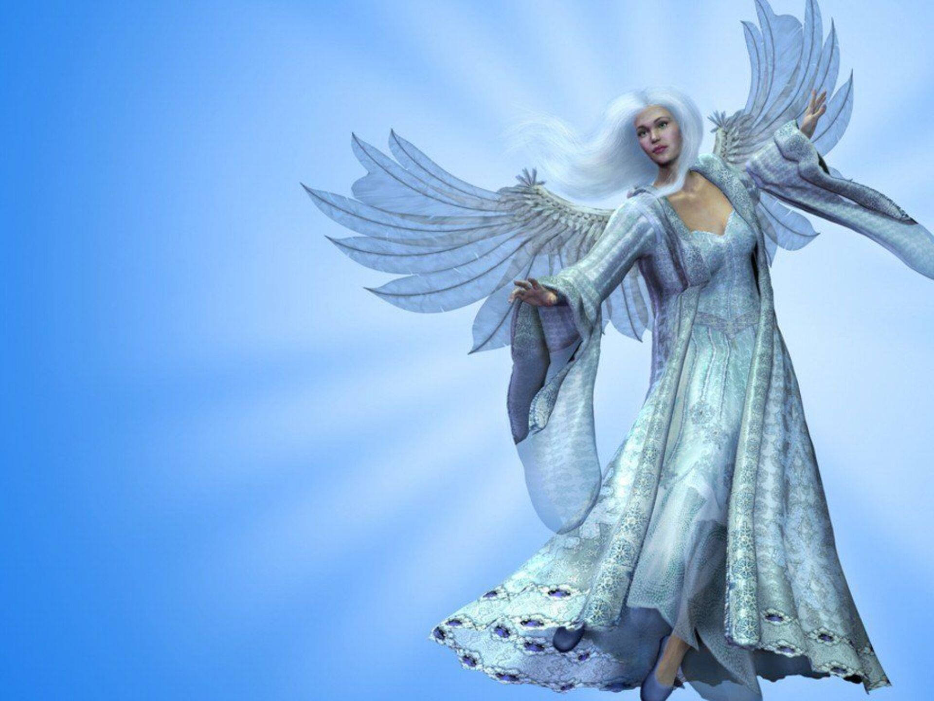 Biblical Angel Blue Dress Wallpaper