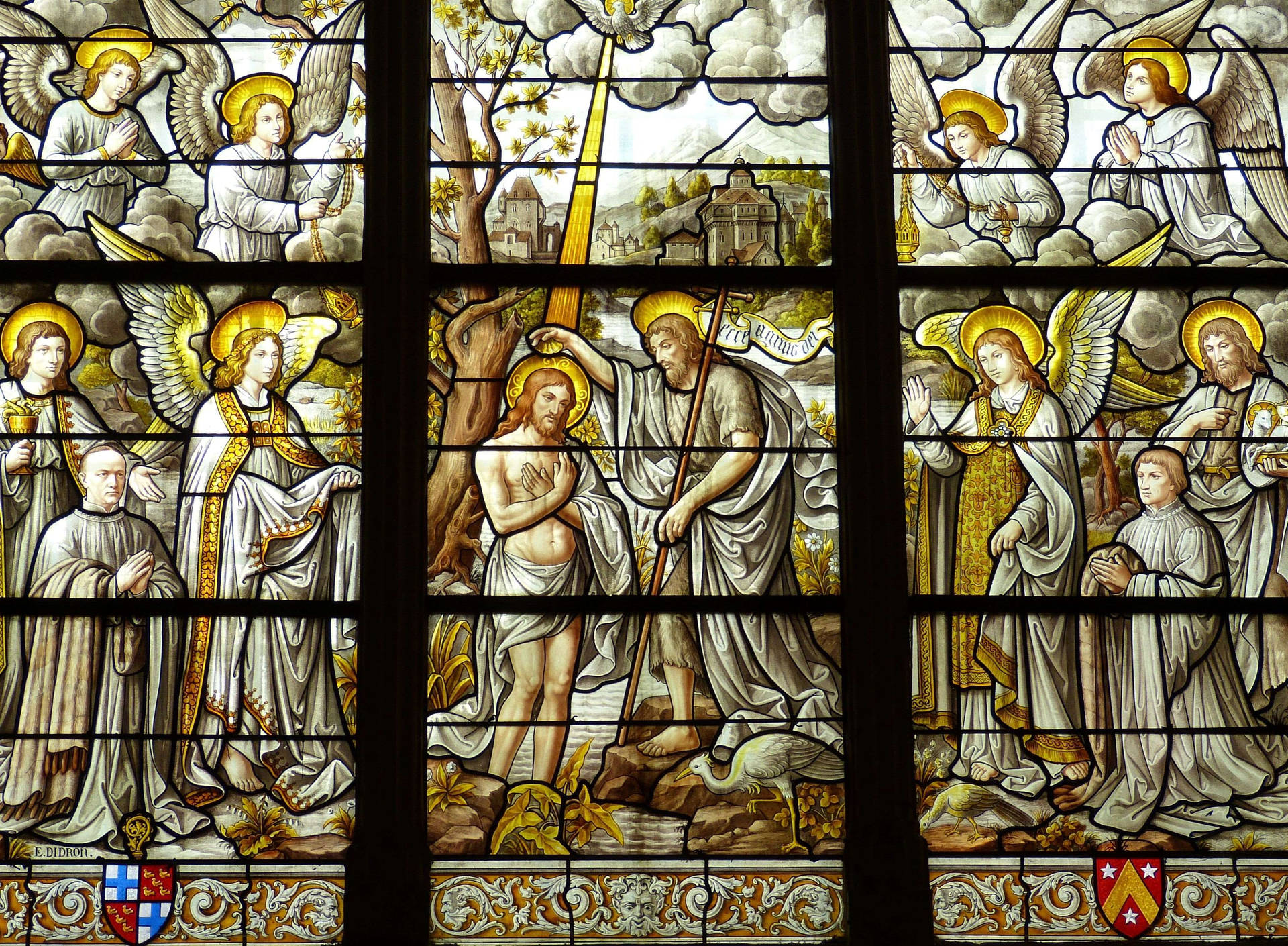 Biblical Angels Stained Glass Wallpaper