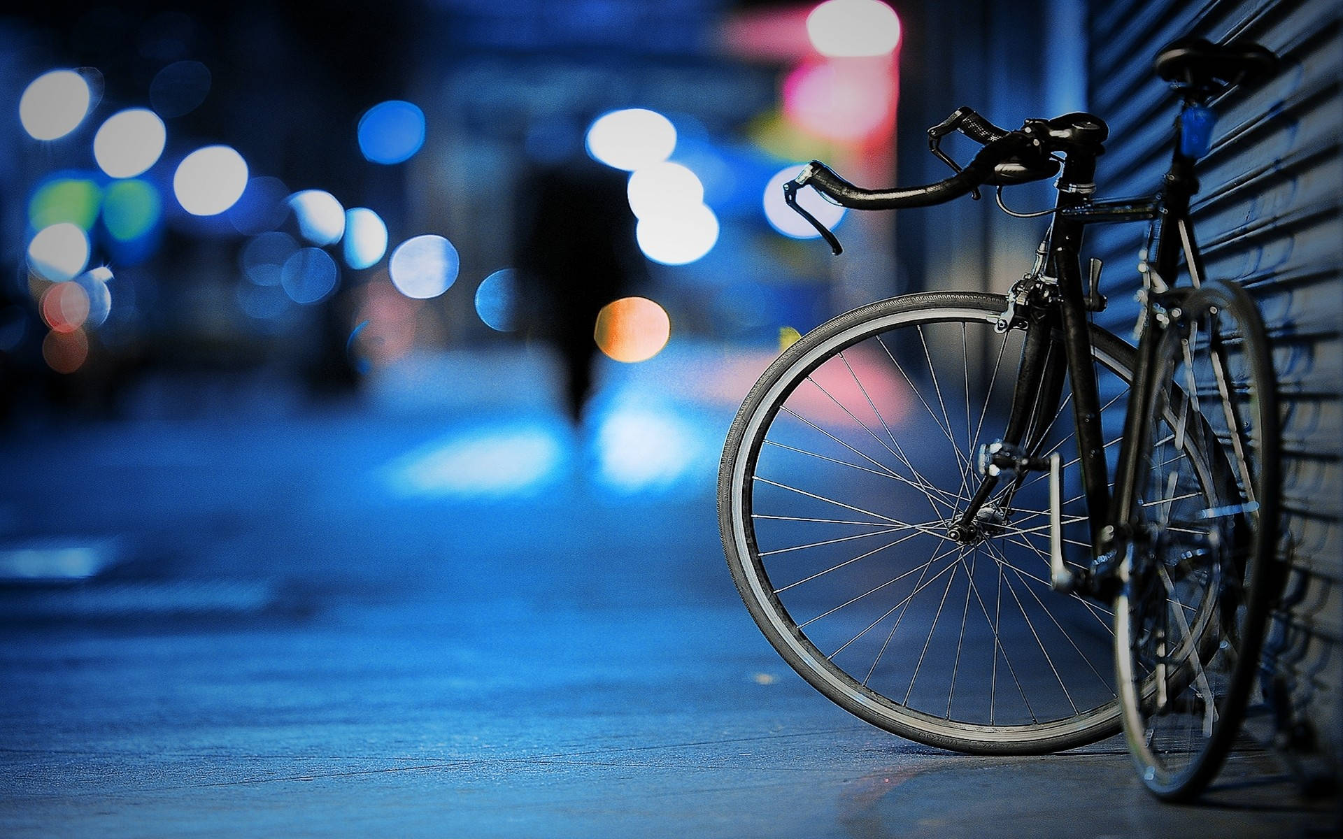 Bicycle At Nighttime Background