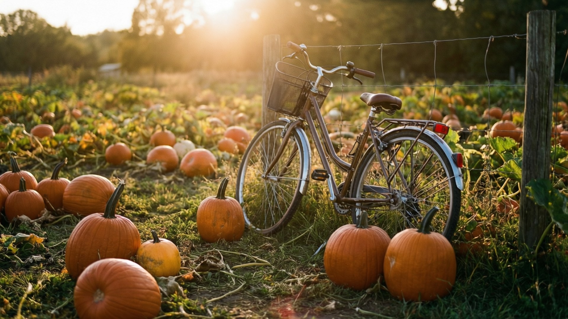 Bicycle at Sunset Patch Wallpaper