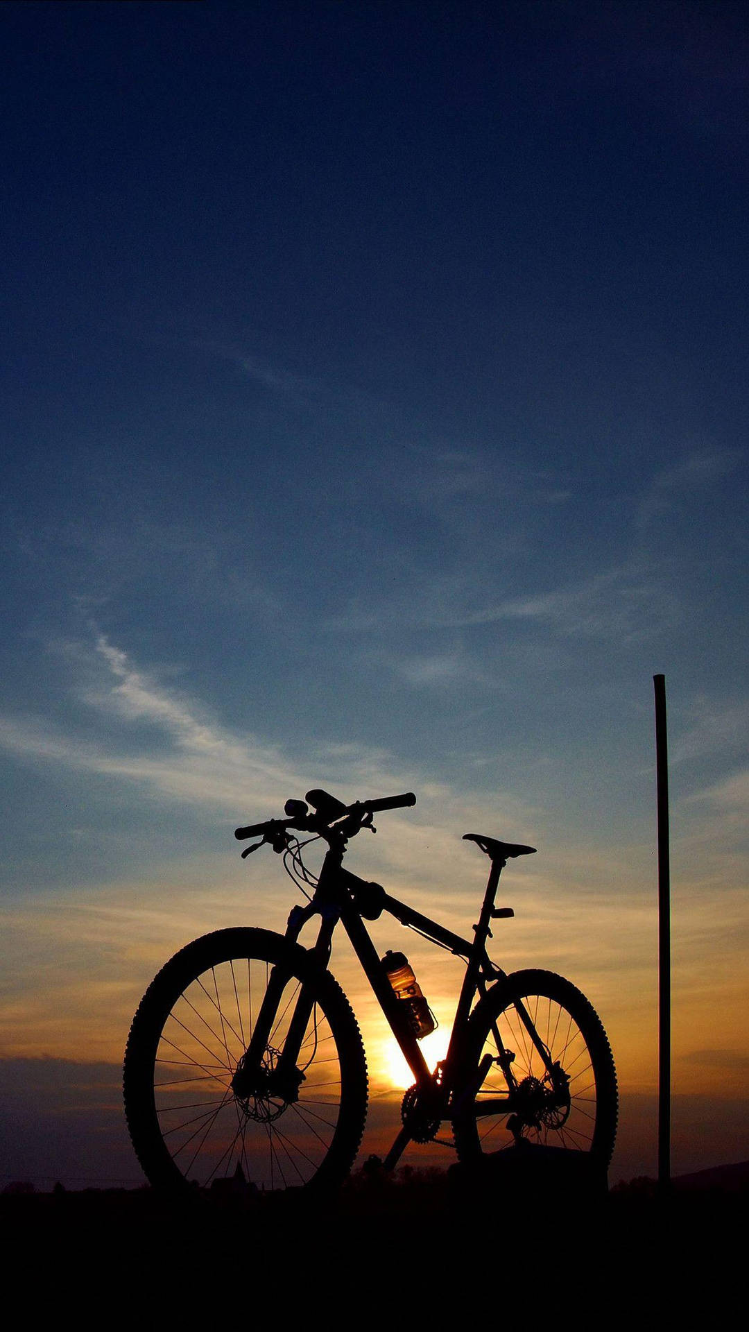 Mountain Bicycle Iphone Silhouette Sunset View Background