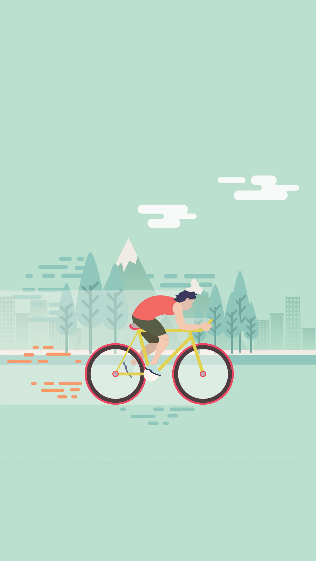 A Man Riding A Bicycle In The City Wallpaper