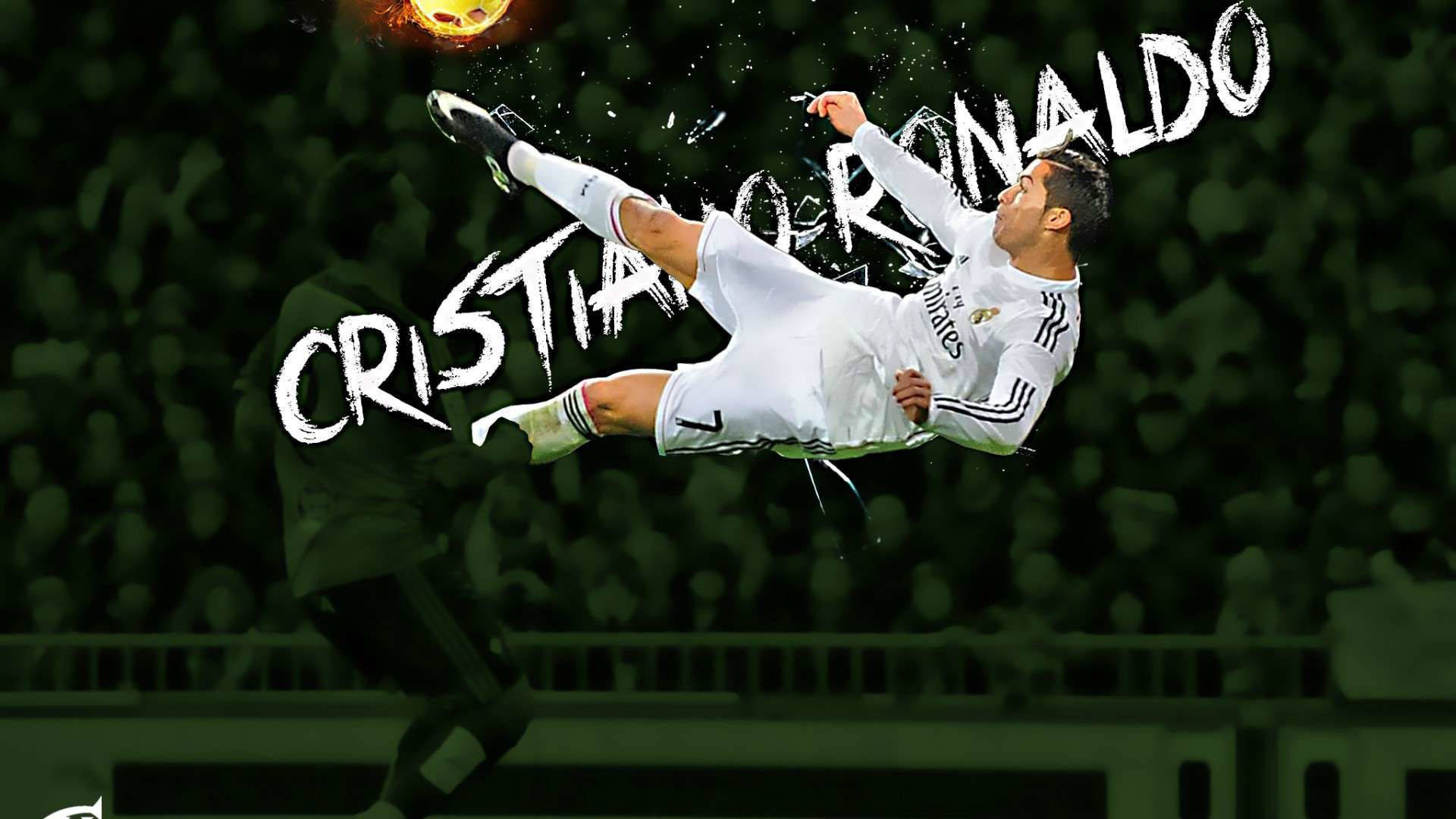 Bicycle Kick CR7 3D Green Background Wallpaper
