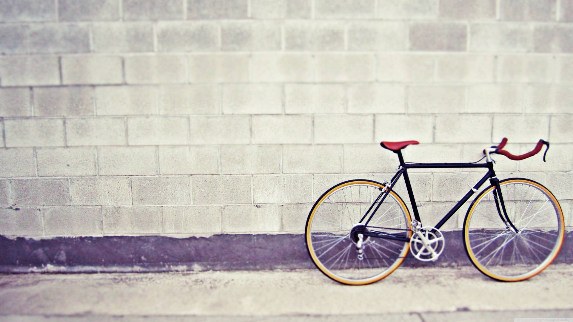 Bicycle On Concrete Masonry Wallpaper
